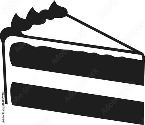 Vector art of slice of chocolate cake with frosting