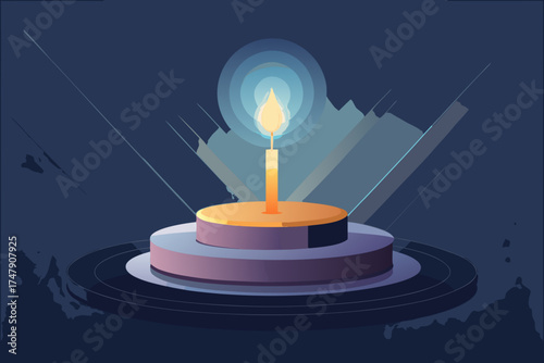 Candle Plate Icon Single Candle On Round Base Cozy Glow