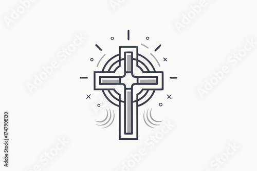 Celtic Cross Icon Minimal Mystic Celtic Art Symbol Design