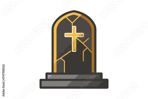 Cross tombstone icon simplified grave cross design for halloween theme