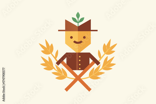 Crossed arms scarecrow icon spooky human shape for halloween artwork