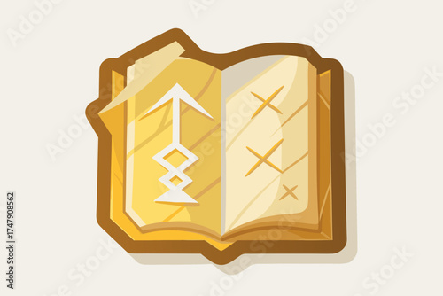Etched Rune Page Icon Open Page with Ancient Rune Markings  
