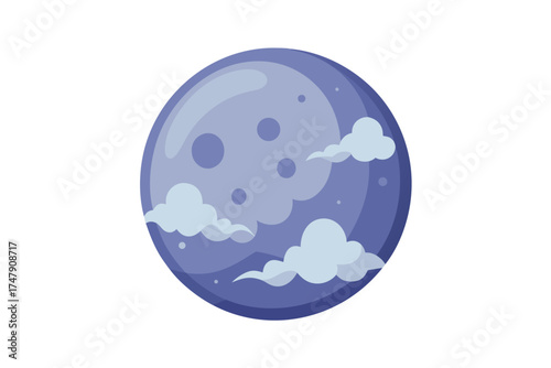 full moon with clouds icon crescent round night sky