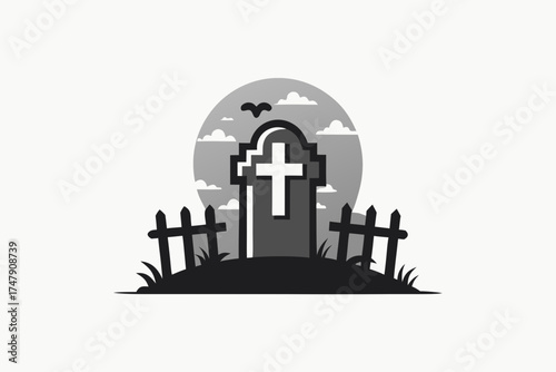 graveyard fence icon mini silhouette cemetery spooky boundary
