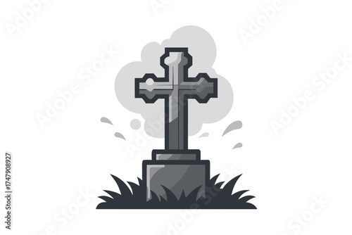 Haunted cross icon jagged spooky cross for eerie designs