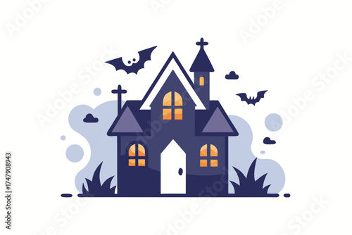 Haunted house icon tiny broken haunted house illustration