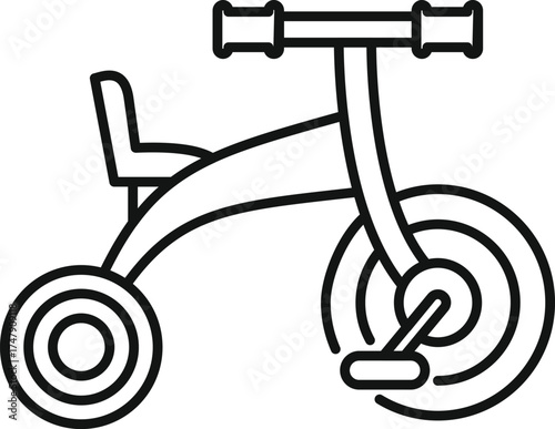 Tricycle designed for children, featuring pedals and handlebars, providing a fun and engaging mode of transport for kids
