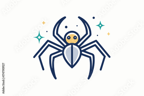 Minimal spider body with hollow legs creepy spider icon