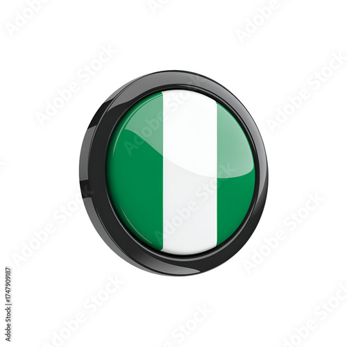 Glossy circular button with the nigerian flag, isolated on transparent background Free Download Glossy circular button with the nigerian flag, isolated on transparent background - GFXLoad