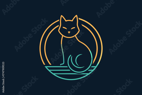shadow cat with crescent moon icon cat silhouette mystical night