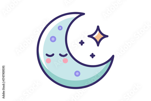 sleeping moon icon crescent moon with tiny close mysterious night
