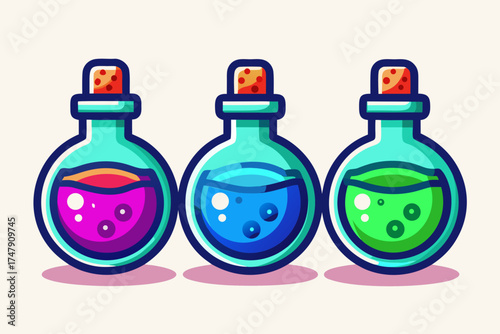 Tri potion set icon three bottles magic potion alchemy spell