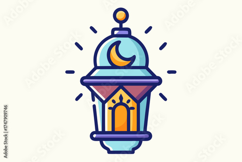 Twilight hour lantern icon outlined lantern dim mystical evening light