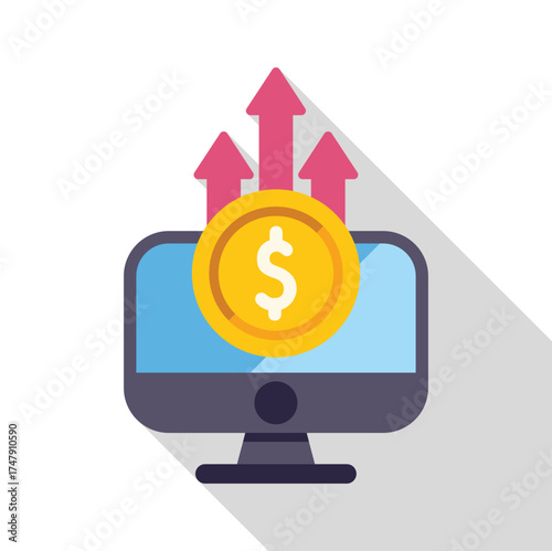 Computer monitor displaying increasing online earnings, symbolizing passive income growth