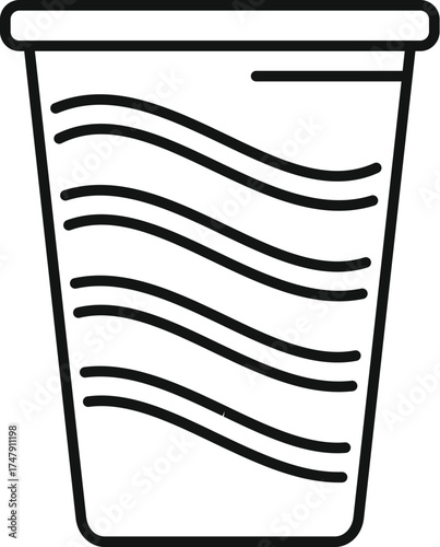 Simple line drawing of a disposable paper cup featuring wavy lines, ideal for representing hot beverages