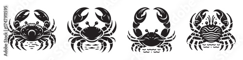 Modern Minimalist River Crab Icon, Flat Silhouette of a Freshwater Creature Vector for Nature Illustration Design