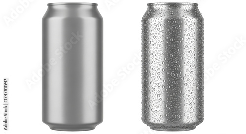 Isolated Drinks Cans Mockups Cold Freshness Blank Empty Silver Aluminium Beverage Package Design