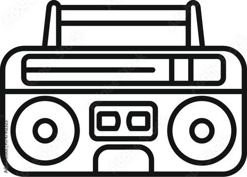Retro boombox playing music, a symbol of the 80s and 90s, evoking nostalgia and the golden age of hip hop culture