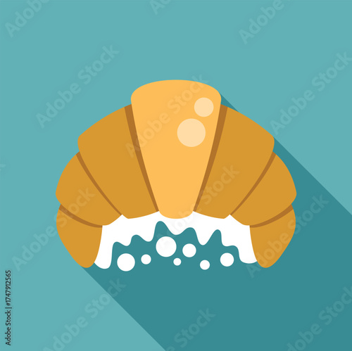 Freshly baked croissant dipped in creamy milk, a delightful breakfast pastry