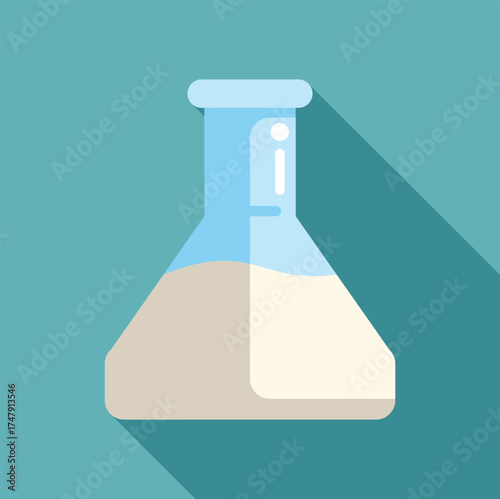 Erlenmeyer flask with chemical substance inside, ideal for representing scientific experiments, research, and discoveries