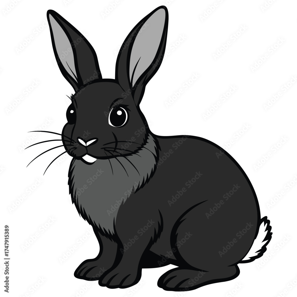 Obraz premium Cute Black Rabbit Vector,Adorable Bunny Illustration,Animal Character Design,Rabbit vector,Rabbit design,Rabbit concept,Rabbit art,Rabbit topics,Rabbit doodle,