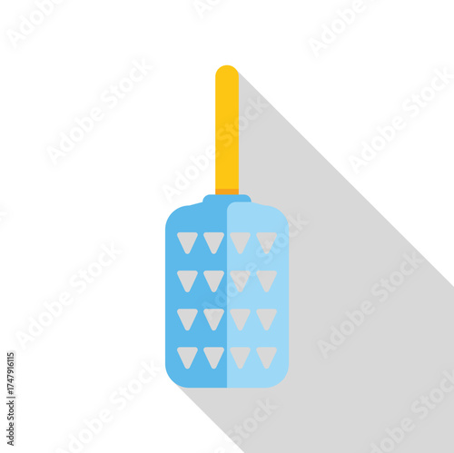 Kitchen grater with sharp holes and long handle creating perfect shadow, ideal for grating cheese and vegetables
