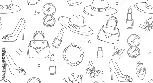 A collection of fashion accessories and beauty products elegantly displayed.