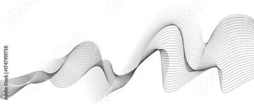 Printabstract illustration of gray colored motion wave lines background
