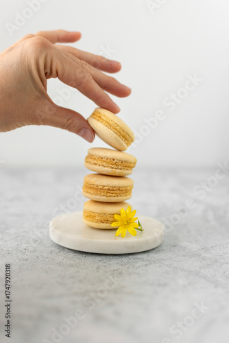 Macarons with hand