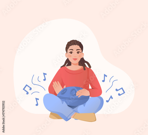 Handpan player vector illustration