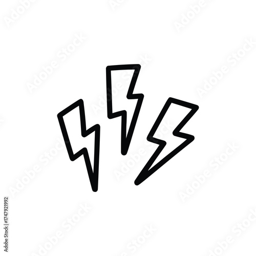 Hand drawn doodle style lightning bolt symbols representing energy power and speed in a simple graphic illustration