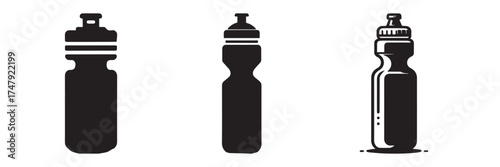 Modern Minimalist Cycling Water Bottle Icon, Flat Silhouette of a Sports Gear Vector for Active Lifestyle Illustration Design