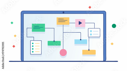 An interactive whiteboard wall in a collaborative area filled with colorful diagrams and notes from a recent team brainstorming session.