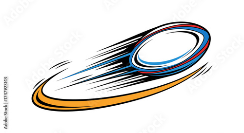 Dynamic Rugby Ball in Motion with Speed Trails.