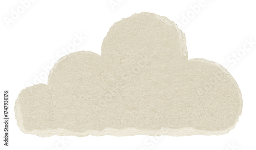 Brown simple cloud. Blank brown cut out cardboard paper cloud shape. Png transparency	