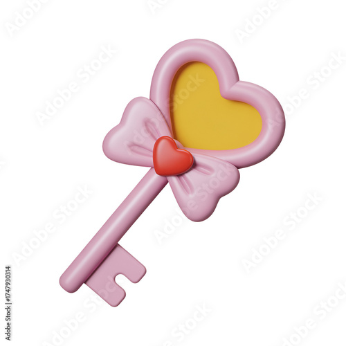 heart shaped key on white