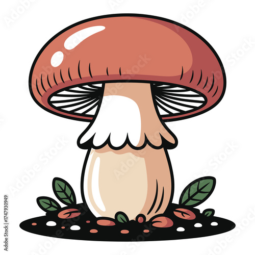 Illustration of a mushroom, a symbol of nature and forest life