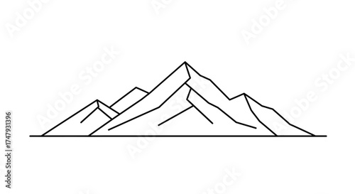 Simple line drawing depicting a mountain range with three peaks