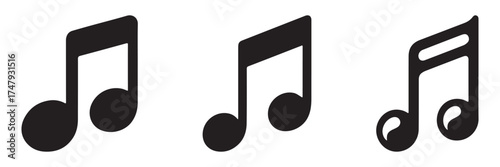 Modern Minimalist Music Notes Icon, Flat Silhouette of a Melody Symbol Vector for Audio Illustration Design