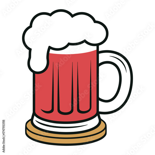 Illustration of a beer mug with foam on a coaster