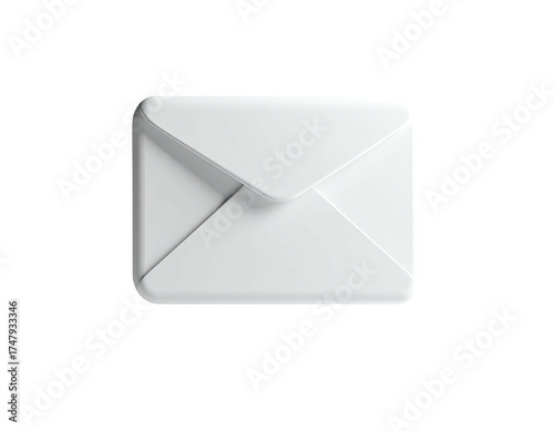 A white, three-dimensional envelope icon with rounded corners floats on black