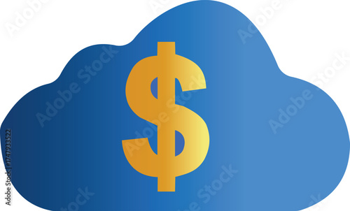 Blue cloud with dollar sign financial technology concept vector illustration, cloud computing business storage money and fintech design