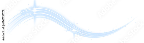 Magic luminous spiral, neon glowing wave in motion. Futuristic fiber optic and energy flow effect. Abstract dynamic lines in blue colors. PNG