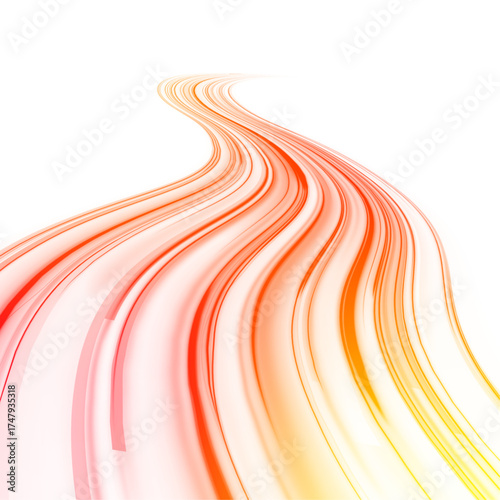 Curved orange and red neon trails move like flowing ribbons, adding elegance to digital motion. The soft glow creates a graceful tech feel. Ideal for beauty-tech design.