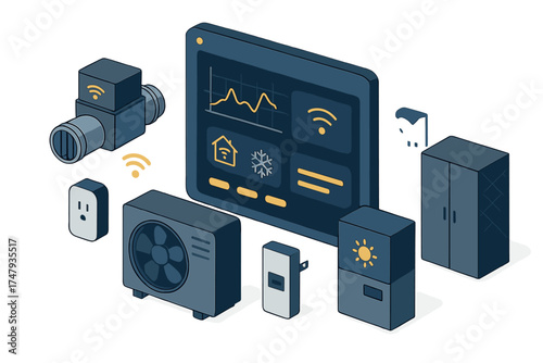 Digital interface and connected devices for smart home HVAC management system