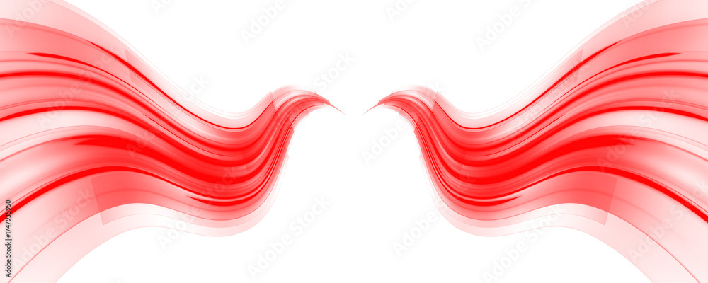Fototapeta premium Glowing neon swirl waves with radiant motion streaks. Futuristic vector energy arc. Abstract dynamic light ribbons on dark gradient background. PNG