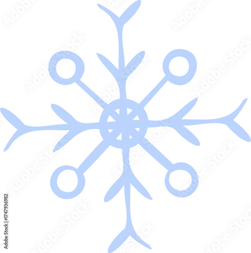 Hand drawn Illustration of Light Blue Snowflake
