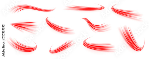 Electric red neon streaks burst outward in sharp, energetic waves. The glowing trails convey excitement and high-speed innovation. Perfect for e-sports visuals. PNG