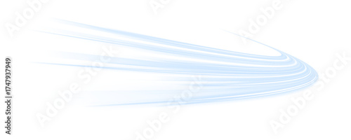 Electric blue streaks break into particles mid-motion, evoking speed and data dispersion. The glow transitions into soft dots. Ideal for tech visual effects. PNG