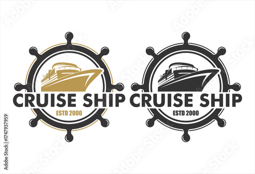 cruise sailboat ship logo sign abstract design vector illustration business travel elegant luxury